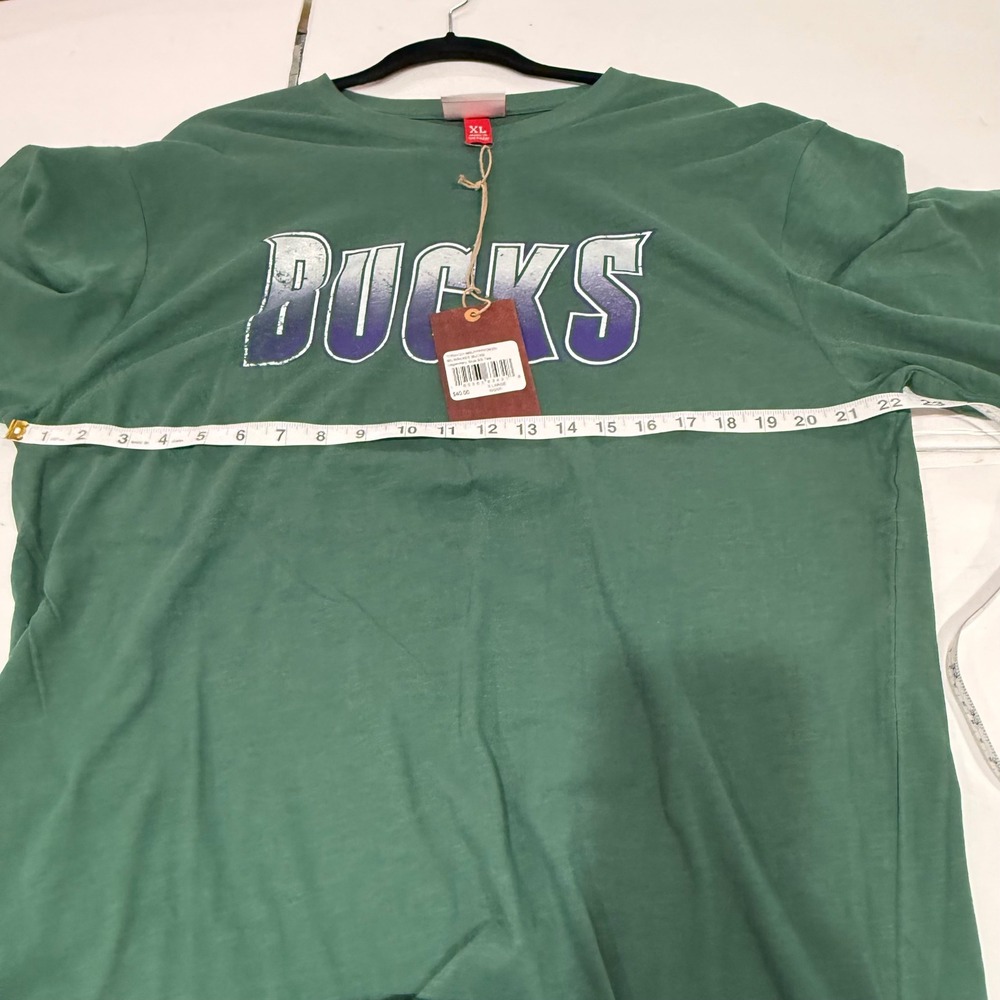 Mitchell & Ness Milwaukee Bucks NBA Slub T-Shirt Green Mens XL NWT Streetwear - Picture 5 of 10